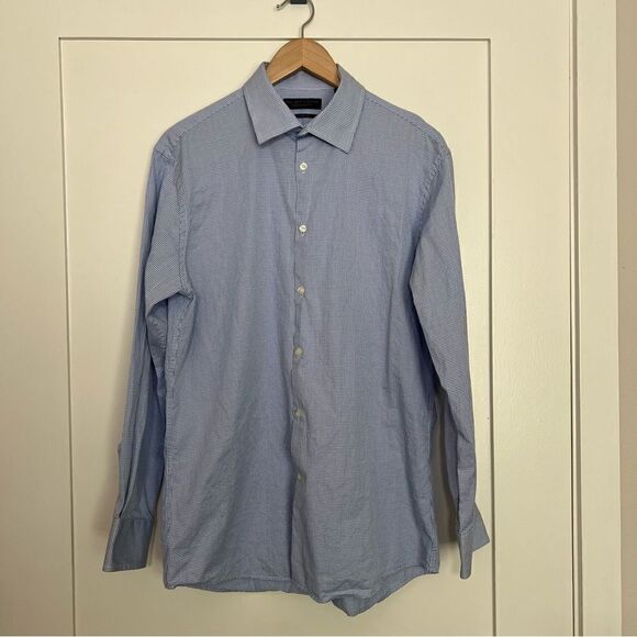 The Mens Store Bloomingdales Dress Shirt Mens 16-32/33 Blue White Regular Fit - Picture 1 of 11